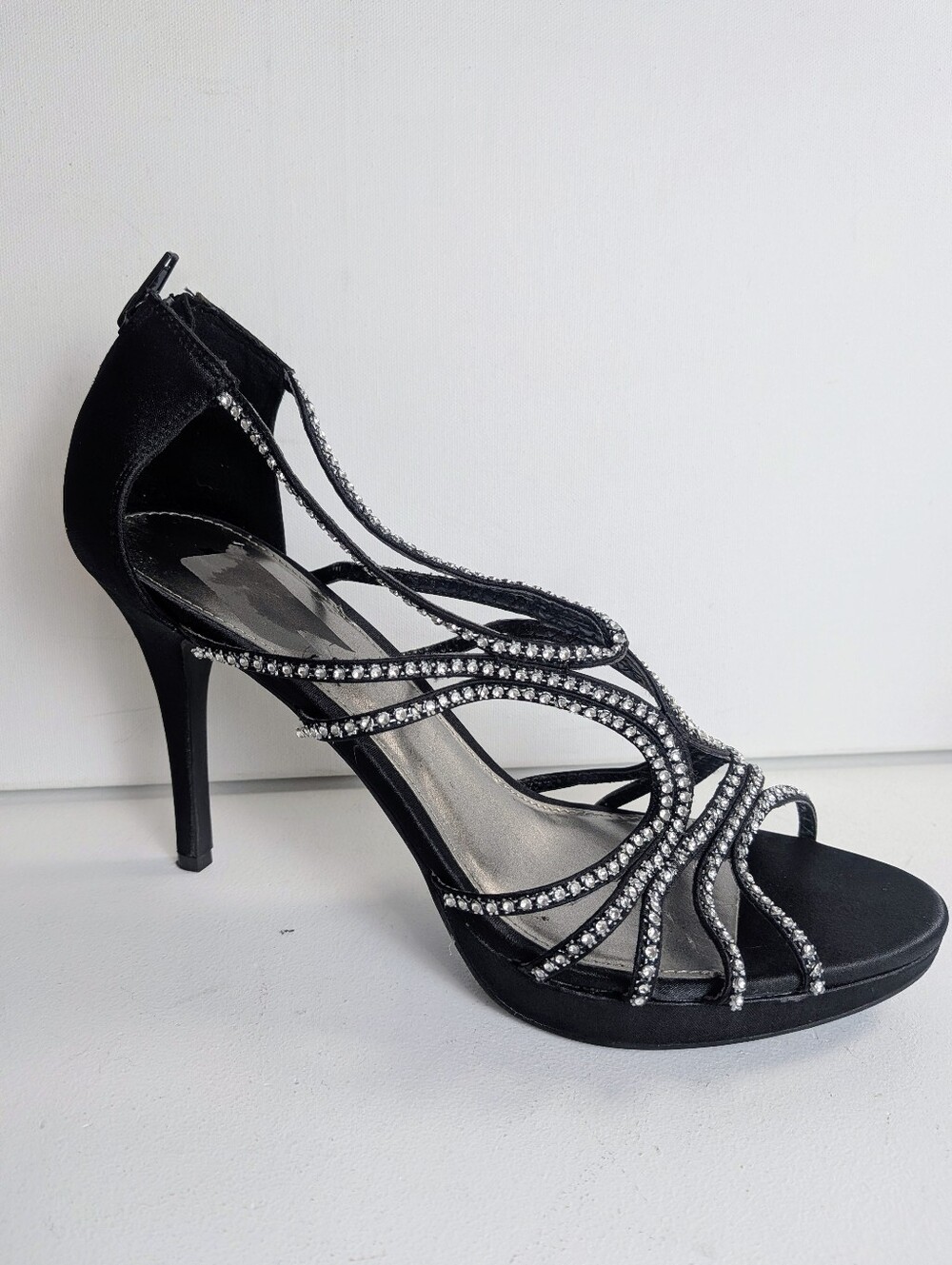 Fioni Night High Heels 12 Black Glitter Bling Rhinestone Stiletto Party Formal